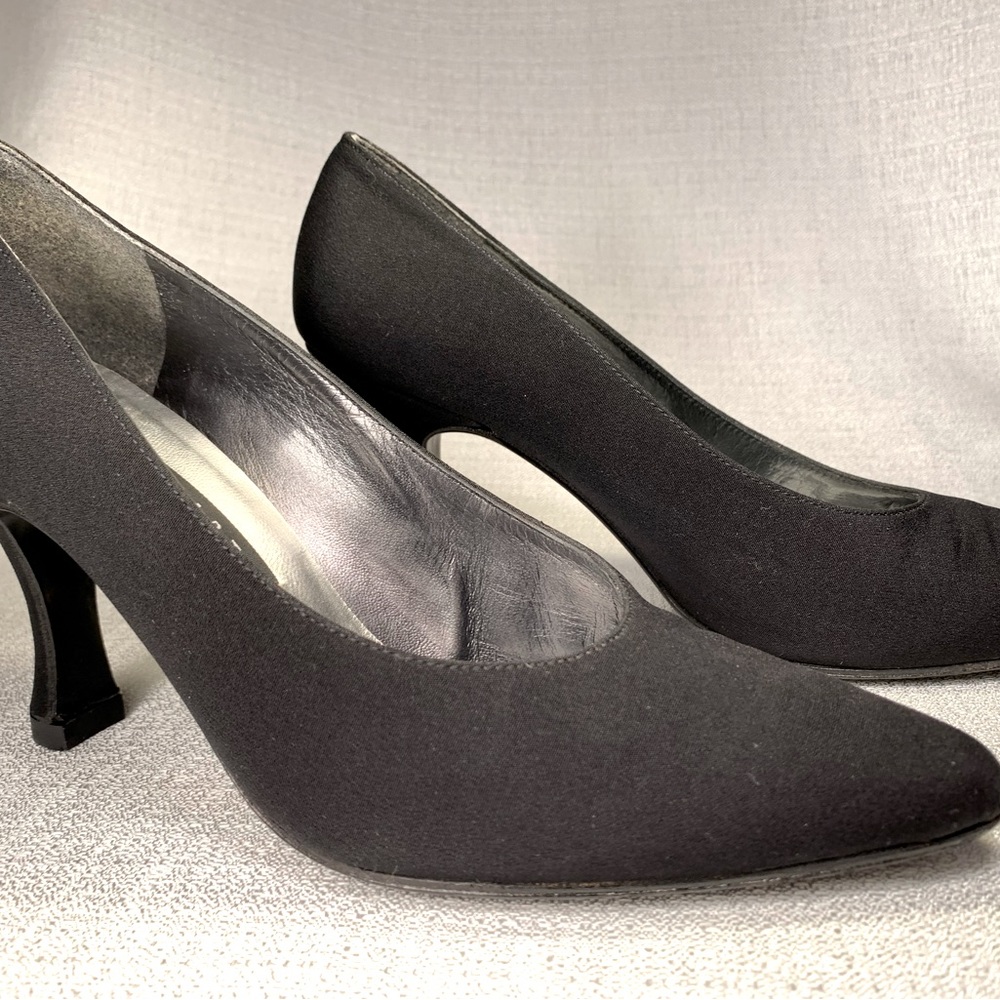 Stuart Weitzman black genuine silk kitten heels